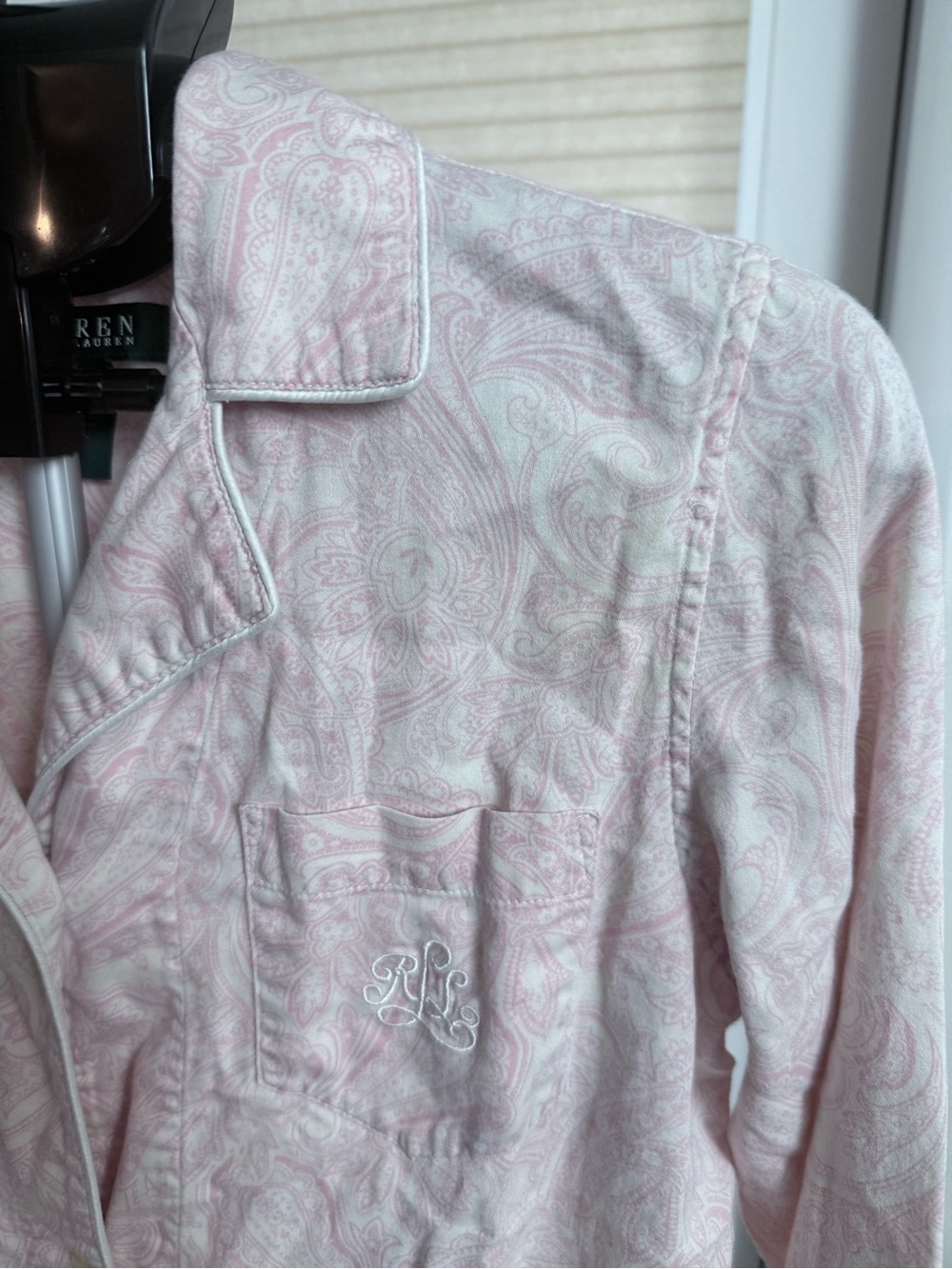 Lauren Ralph Lauren Light Pink Paisley Button-Down sleep shirt lounge wear M - Picture 4 of 12